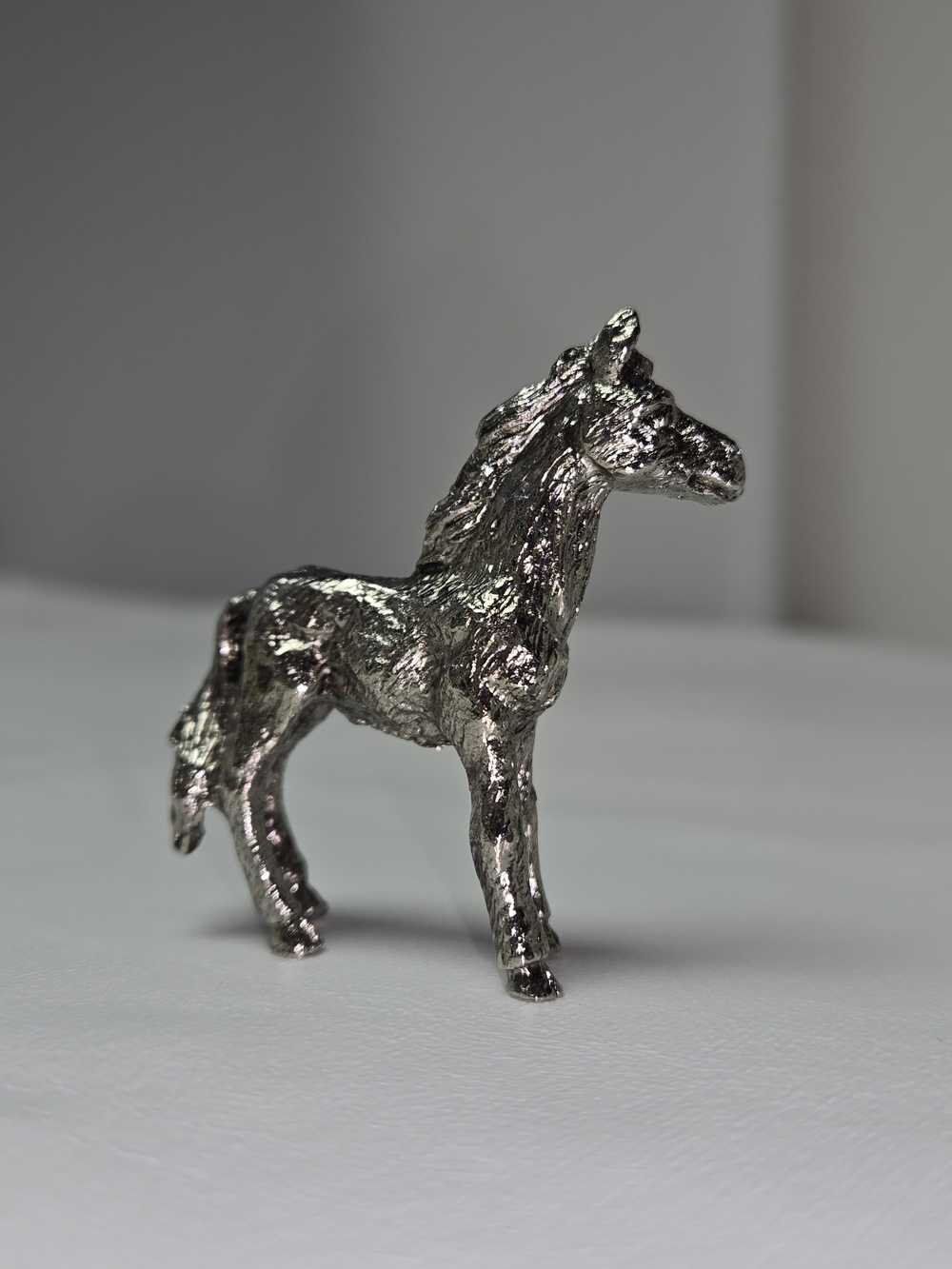 Pewter Carriage Horse Figurine mini Collectable Vintage Signed 1980